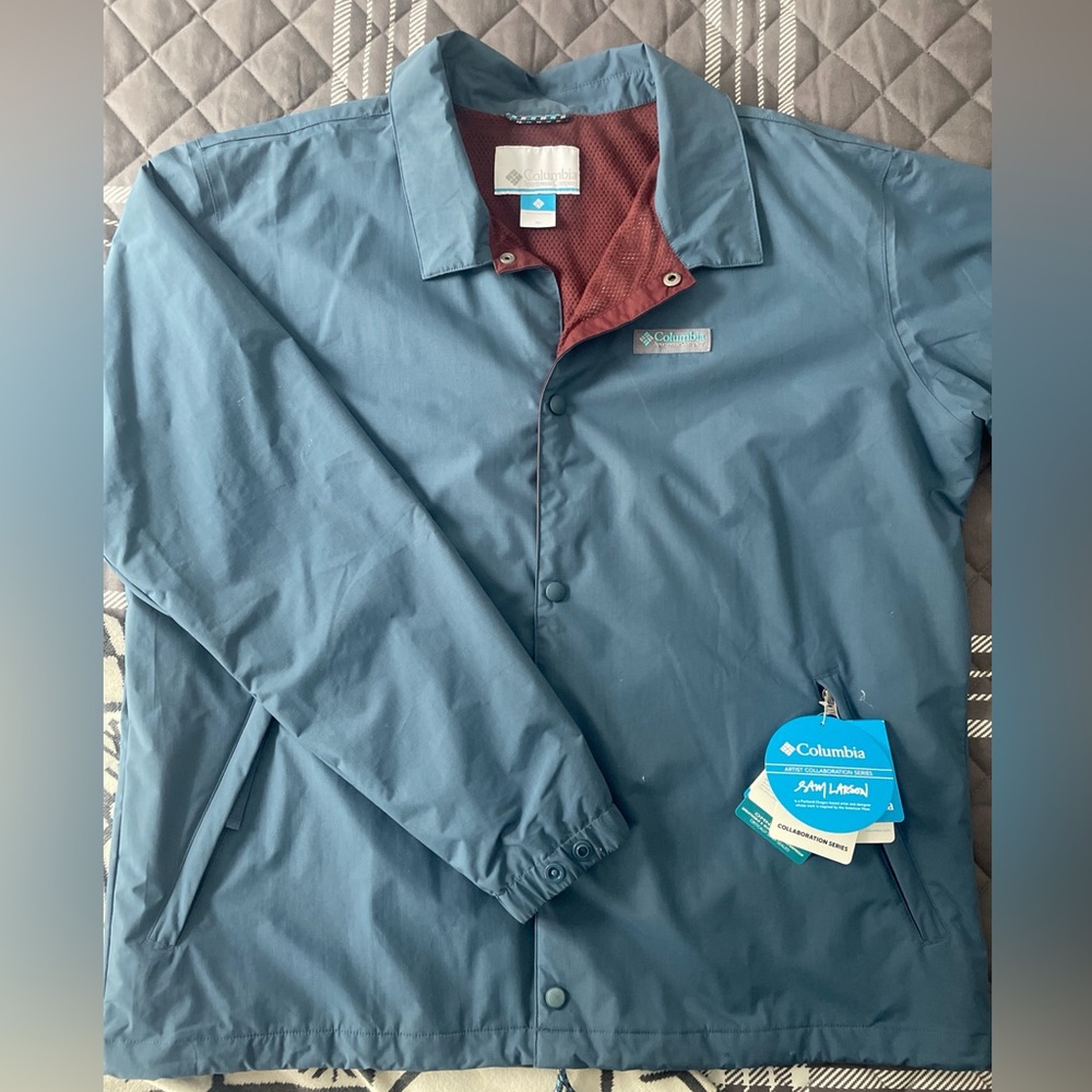 Mens Columbia X Sam Larson LIMITED Coaches Waterproof Jacket Blue NWT